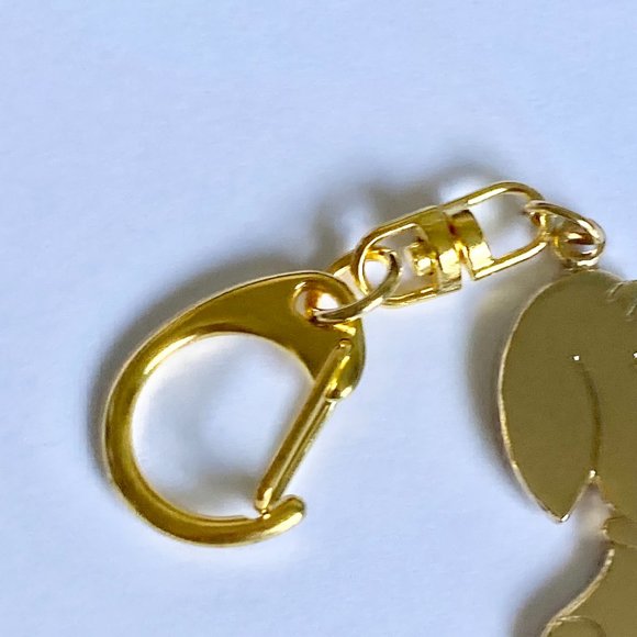 Vintage Snoopy Dog Keychain Keyring Zipper Pull Purse Charm Gold Plated Peanuts - Picture 7 of 12
